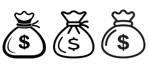 Money bag silhouette vector isolated on white background