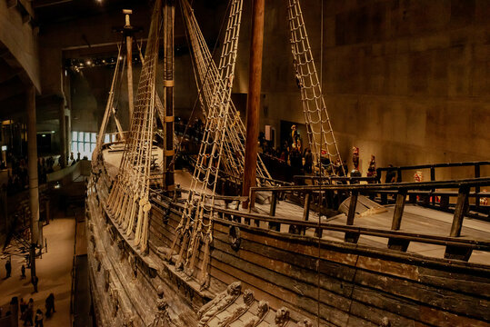 Stockholm, Sweden - May 05, 2024: The Vasa Museum in Stockholm. The Vasa Museum displays the only almost fully intact 17th-century warship Vasa.