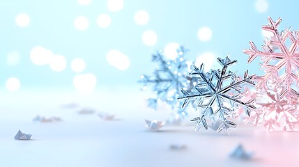 Gentle Snowflakes and Subtle Christmas Elements on Soft Background