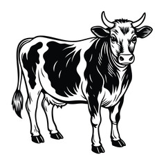 Illustration of a Black and White Cow