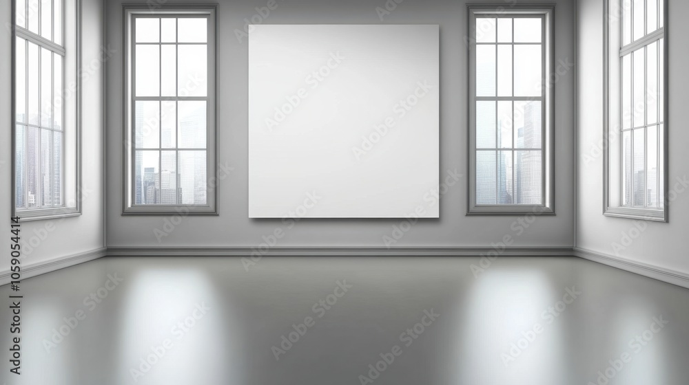 Poster minimalist gallery with blank canvas in modern space