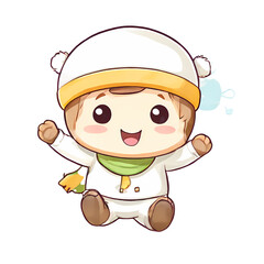 a sticker of a character isolated with face expression