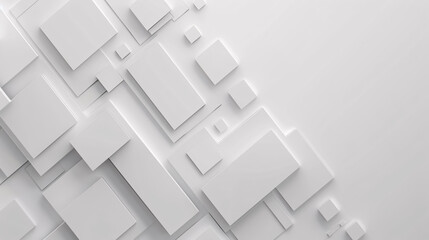 White Color Technology Concept: Geometric Square Background. Modern Abstract White Background Design with Minimal Geometric White Light