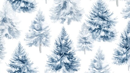 Obraz premium Seamless pattern with watercolor Christmas trees.