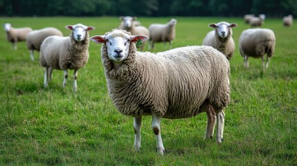 Fototapeta premium Sheep collection: grazing in an open field,