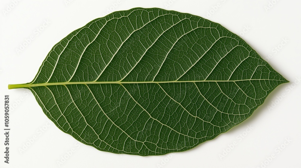 Poster A macro shot of a leaf showing the intricate vein patterns in natural green tones
