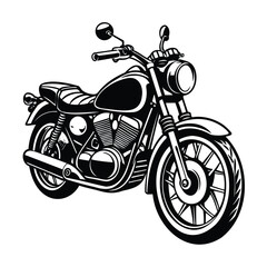 Classic Motorcycle Illustration in Black and White