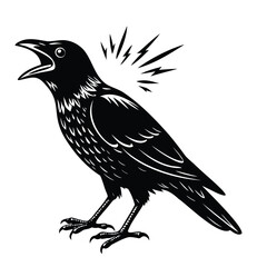 Cawing Crow Illustration