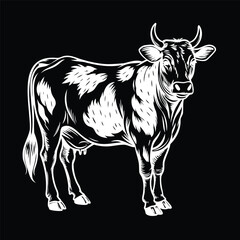 Black and White Cow Illustration