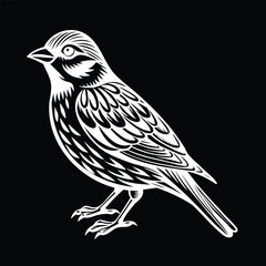 Intricate Black and White Bird Illustration