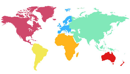 World map. Color modern vector map. Silhouette map.