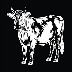 Black and White Cow Illustration