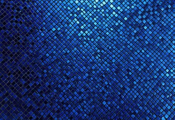 Blue mosaic tile wall texture background for interior design or exterior decoration.