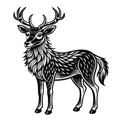 Stylized Deer Illustration with Intricate Patterns