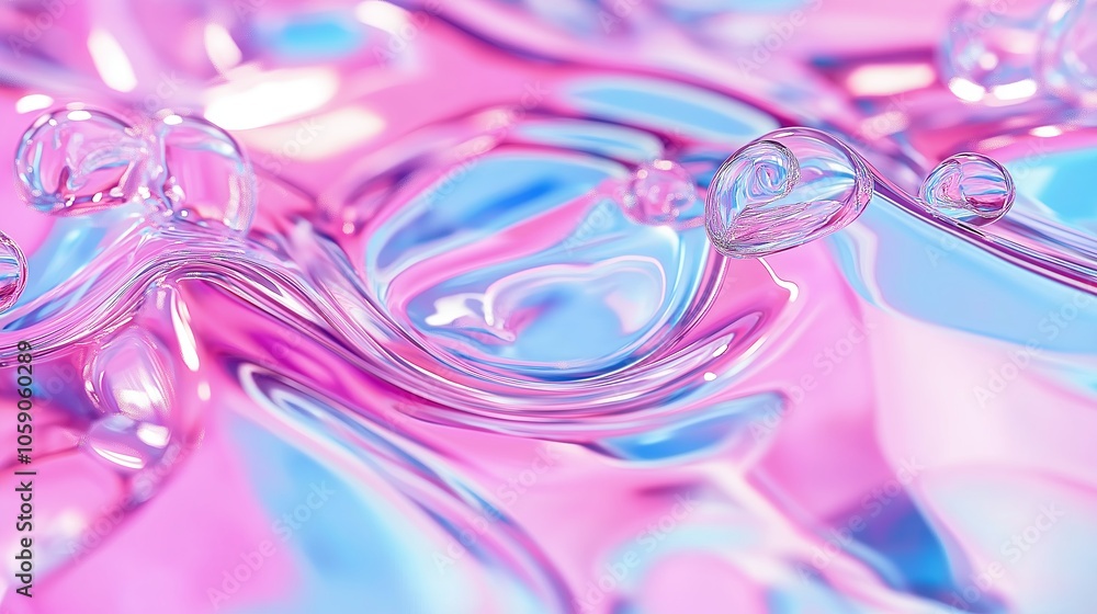 Poster a close-up view of soft ripples on water in pastel shades of pink and blue, creating a tranquil atmo