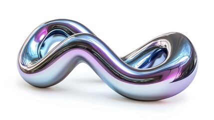 A smooth, metallic infinity symbol with a reflective surface, showcasing modern design aesthetics.