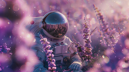Astronaut and flowers