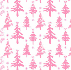Obraz premium christmas trees seamless pattern, flat design
