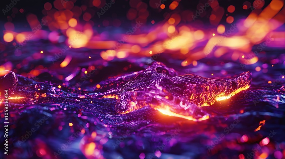 Poster A close-up of flowing lava with glowing edges, capturing the intense colors and movement.