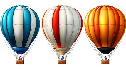 Obraz premium Colorful Hot Air Balloons Isolated on White Background