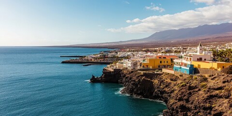 Fototapeta premium Coastal Town on a Volcanic Island