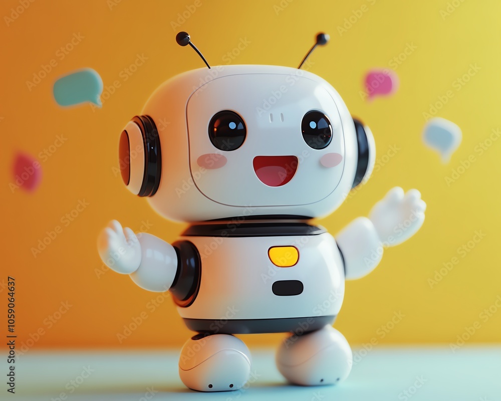Leinwandbilder Visual of a chatbot character with playful speech bubbles, emphasizing a friendly and interactive dialogue, representing the userfriendly aspect of generative AI