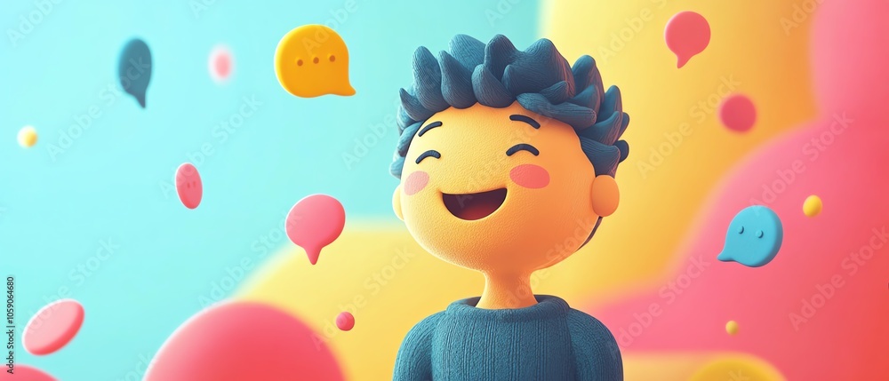 Aufkleber Visual of a chatbot character with playful speech bubbles, emphasizing a friendly and interactive dialogue, representing the userfriendly aspect of generative AI