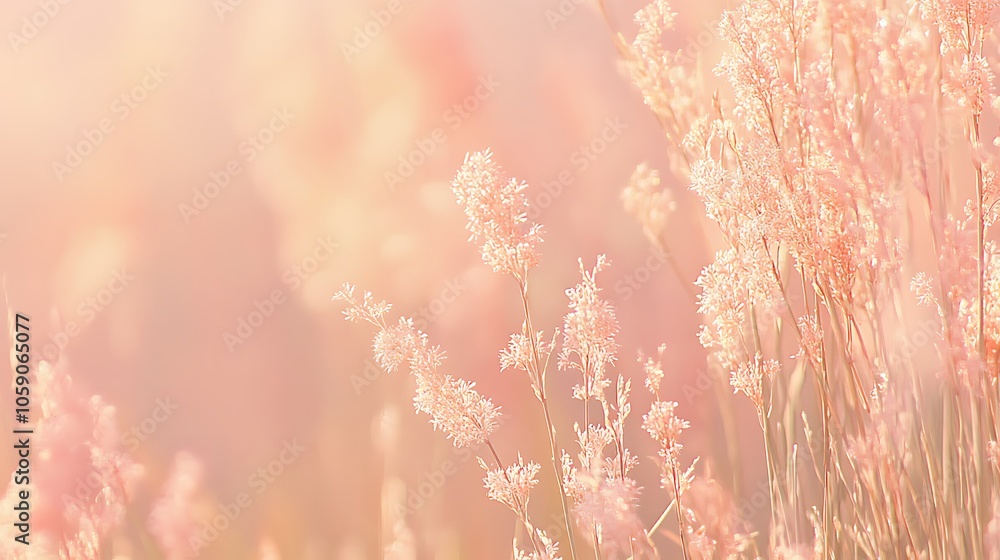 Poster pink grass field background blank background with copy space for design projects