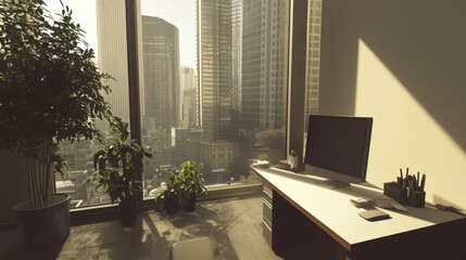 Modern Office with City View and Natural Light