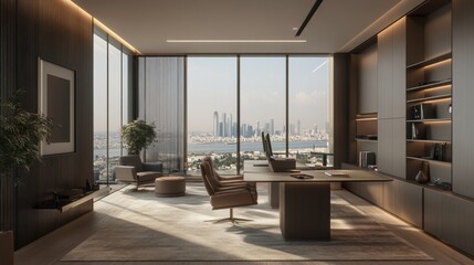 Modern Office Interior with City View