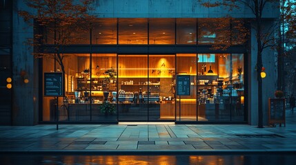 Contemporary Coffee Shop with Minimalist Design and Cozy Atmosphere