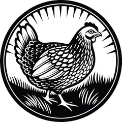 Hen chicken vector logo. farm, poultry, hen, fowl icon Chicken Silhouette, Vector EPS10 Illustration Engraved, vector hen illustration.Chickens,Chickens Head animals art graphic resources vector Eleme