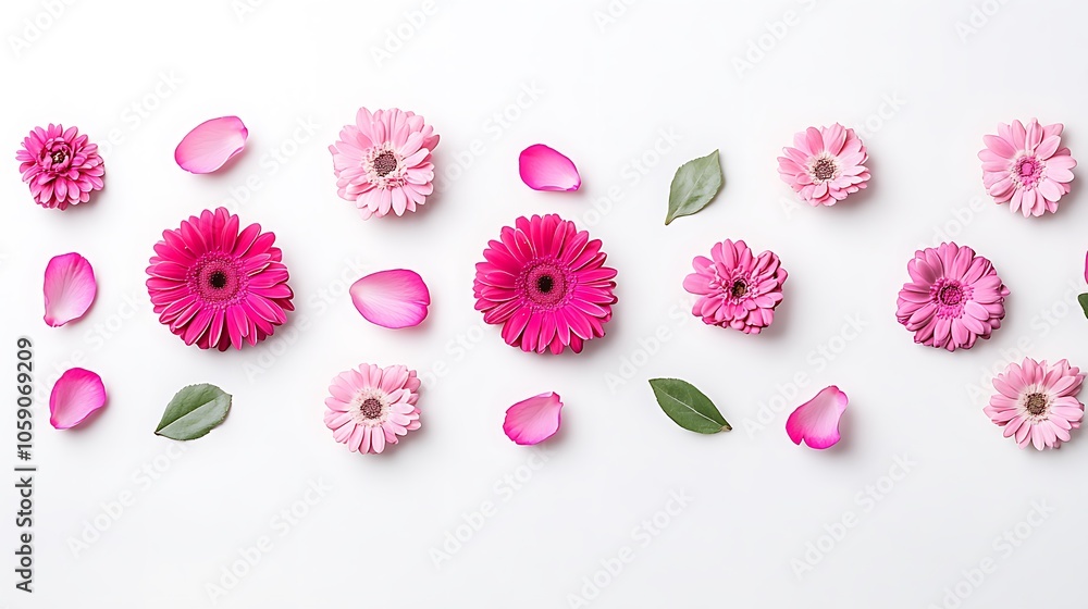 Poster pink flowers pattern background clean blank canvas with empty space for designs
