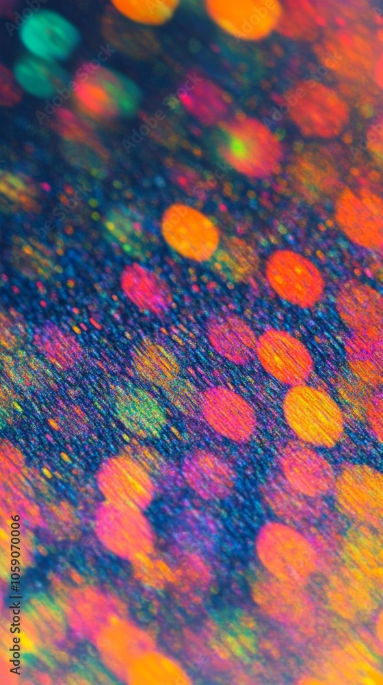 Poster vibrant abstract macro photography showcasing a kaleidoscope of colorful bokeh circles against a dee