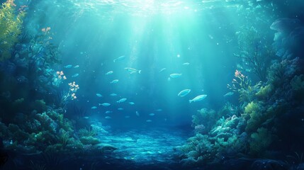 Obraz premium Serene Underwater Scene with Vibrant Marine Life