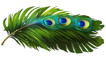Obraz premium Peacock Feather and Palm Leaf Tropical Design