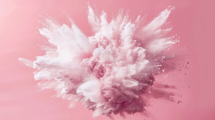 White Powder Explosion Isolated on Pink Background