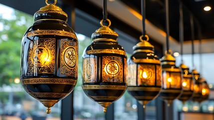 Obraz premium Ornate Golden Lanterns Hanging Decor Interior Design