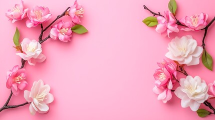 Floral Frame for Background Smooth Blue Background with Copy Space for Advertisements