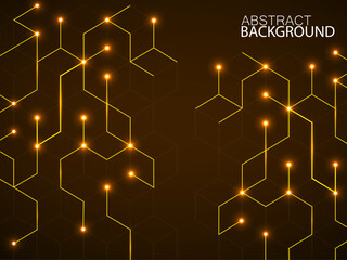 Abstract geometric background with glowing cubes. Geometrical technology concept with lines and points