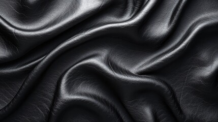 Fototapeta premium Black leather, close-up of texture.
