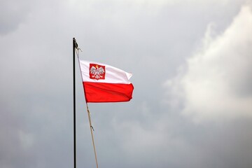 Polish  flag on the wind