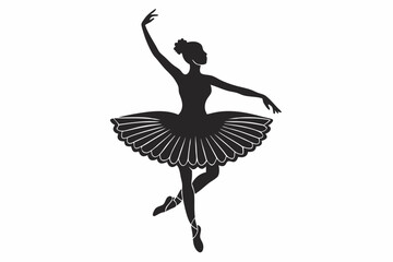 Elegant Ballerina Silhouette Vector in Dance Pose