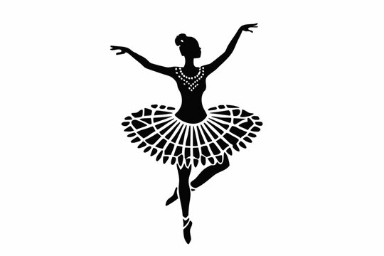 recommend clip art: Elegant Ballerina Silhouette Vector in Dance Pose