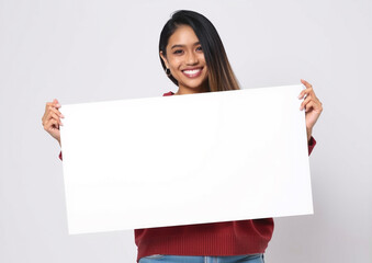 ホワイトボードを掲げるフィリピン人女性のAI生成画像