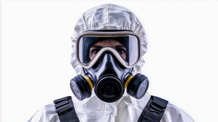 A cleanup specialist performing air quality tests after biohazard removal to ensure safe conditions.