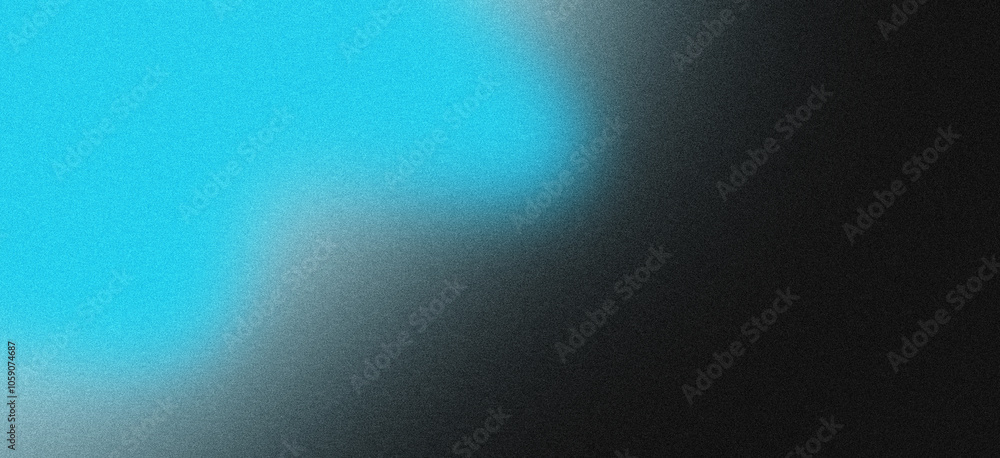 Poster light blue and black grainy texture background fading to black, creating a soft and elegant backdrop