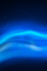 Abstract blue neon background with waves, northern lights, ice tunnel.