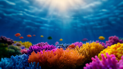 Naklejka premium Tropical Reef Life: Fish and Corals in Stunning Detail