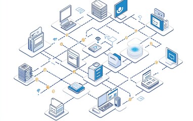 Graphic showing a workflow diagram that integrates social networking tools with business operations, illustrating the efficiency of modern business technologies